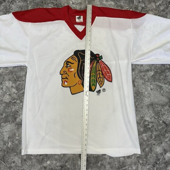 Vintage Chicago Blackhawks Ravens Size XL Jersey Made in Canada Red Black White - Picture 6 of 6